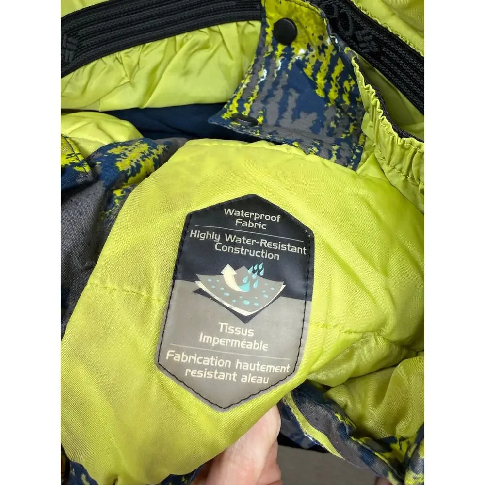 Columbia Sportswear Boys Winter Coat Blue Green Neon Pattern Size 4T